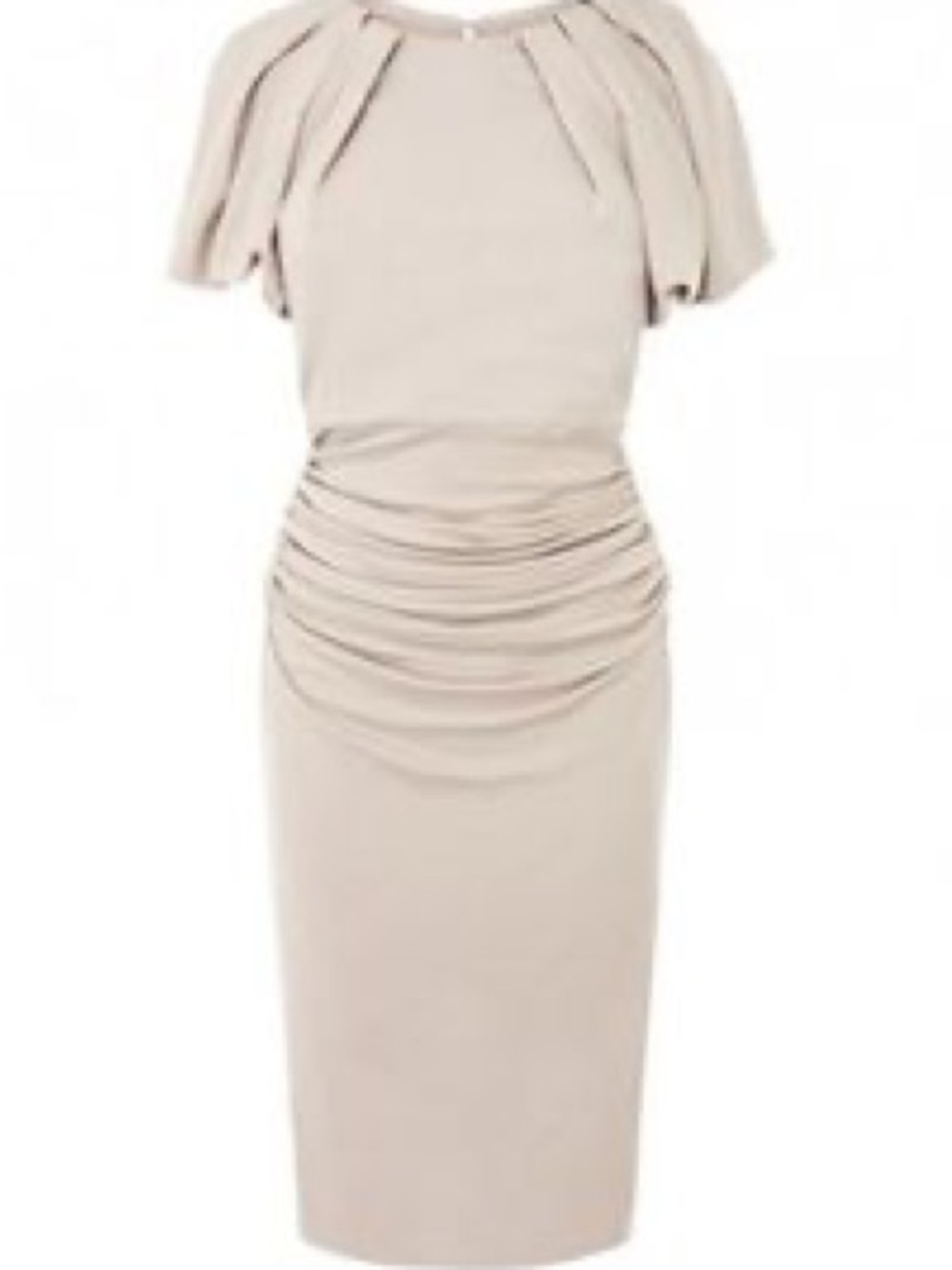 Karen Millen Neutral Beige Ruched Midi Dress